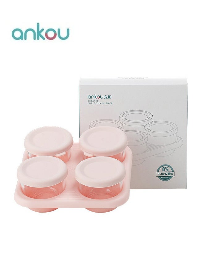 Ankou 4 Pack Glass Baby Food Storage Containers with Lids, Microwavable Baby Food Storage Containers, Baby Food Freezer Tray, Glass Baby Food Jars - Image 2