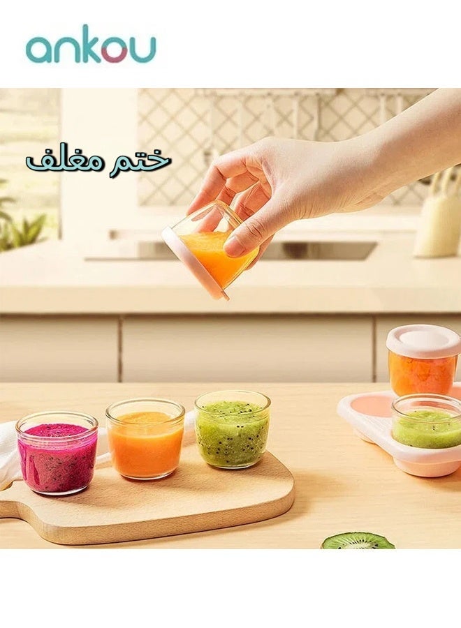 Ankou 4 Pack Glass Baby Food Storage Containers with Lids, Microwavable Baby Food Storage Containers, Baby Food Freezer Tray, Glass Baby Food Jars - Image 5