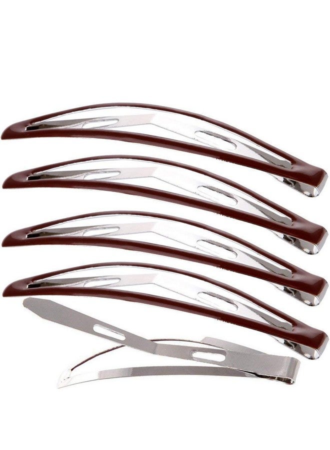 LONEEDY Oneedy Pack Of 12 Large Metal Stoving Varnish Hair Snap Clips Noslip Hair Clips Barrettes For Women And Girl (Brown) - Image 2