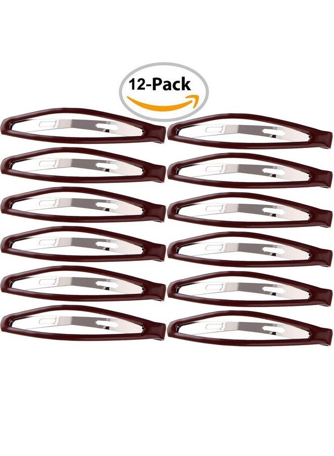LONEEDY Oneedy Pack Of 12 Large Metal Stoving Varnish Hair Snap Clips Noslip Hair Clips Barrettes For Women And Girl (Brown) - Image 3