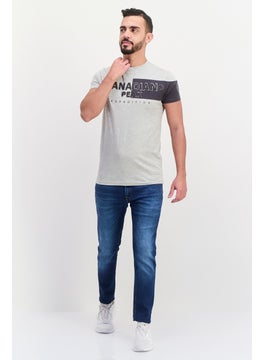 Canadian Peak Men Round Neck Short Sleeves Embroidered T-Shirts, Grey  - Image 2