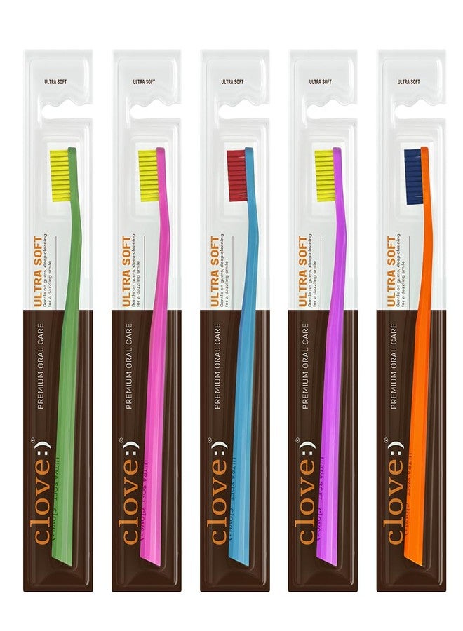 Clove Ultra Soft Manual Toothbrush, Pack of 5,, FREE ₹2000 Dental Treatment/ Services With Every Pack, Perfected for Sensitive Teeth & Gums,4160 Ultra Soft Dupont Filaments, Diamond Shaped Small Head,7X Denser Bristles, Better Reach Gentle Cleaning, Vibrant & Assorted Colours , Suitable For 6+ Years - Image 1