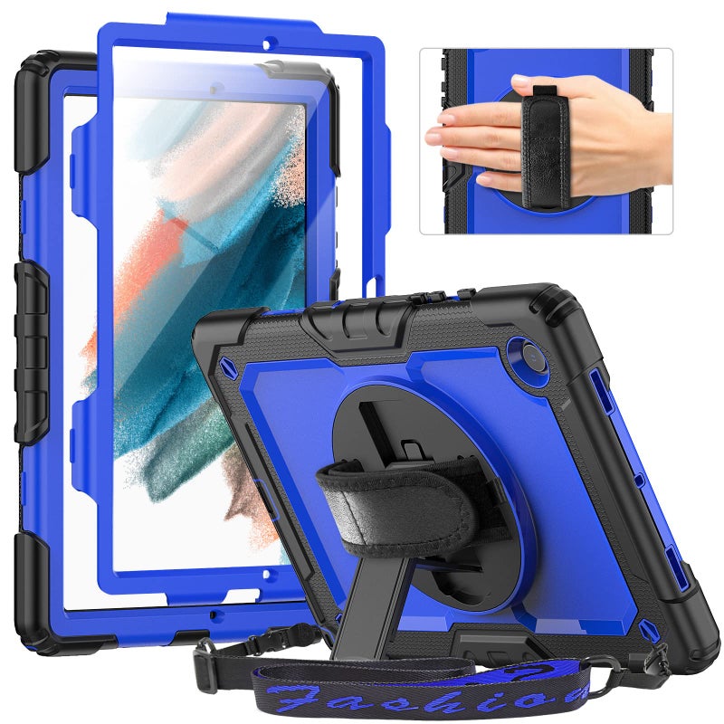 Timecity Case for Samsung Galaxy Tab A8 105 Inch 2022 SMX200X205X207 Full Body Protective Case with Screen Protector Rotatable Kickstand HandleShoulder Strap Case for Galaxy Tab A8 Dark Blue