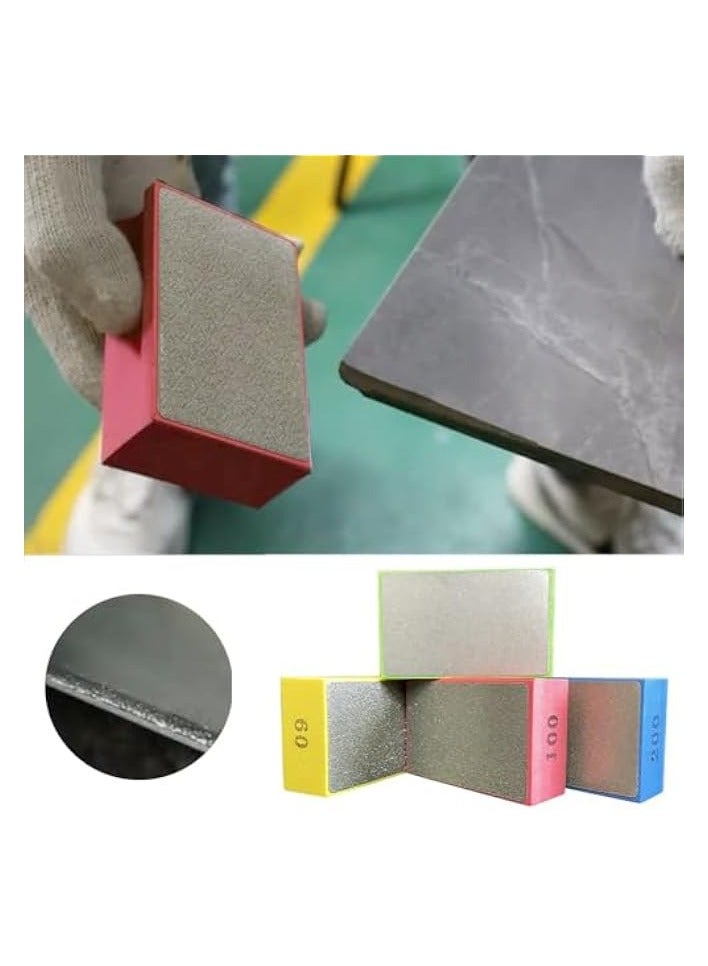 PROMASS 4pcs Diamond Hand Polishing Pads for Sanding Ceramics, Glass, Tile, Concrete, Stone, Marble, and Granite, Reusable Foam Sanding Blocks (60#, 100#, 200#, 400#) - Image 2