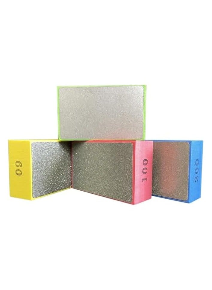 PROMASS 4pcs Diamond Hand Polishing Pads for Sanding Ceramics, Glass, Tile, Concrete, Stone, Marble, and Granite, Reusable Foam Sanding Blocks (60#, 100#, 200#, 400#) - Image 1