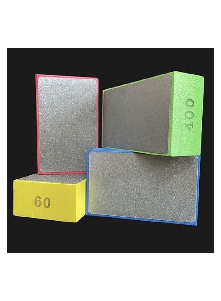 PROMASS 4pcs Diamond Hand Polishing Pads for Sanding Ceramics, Glass, Tile, Concrete, Stone, Marble, and Granite, Reusable Foam Sanding Blocks (60#, 100#, 200#, 400#) - Image 5