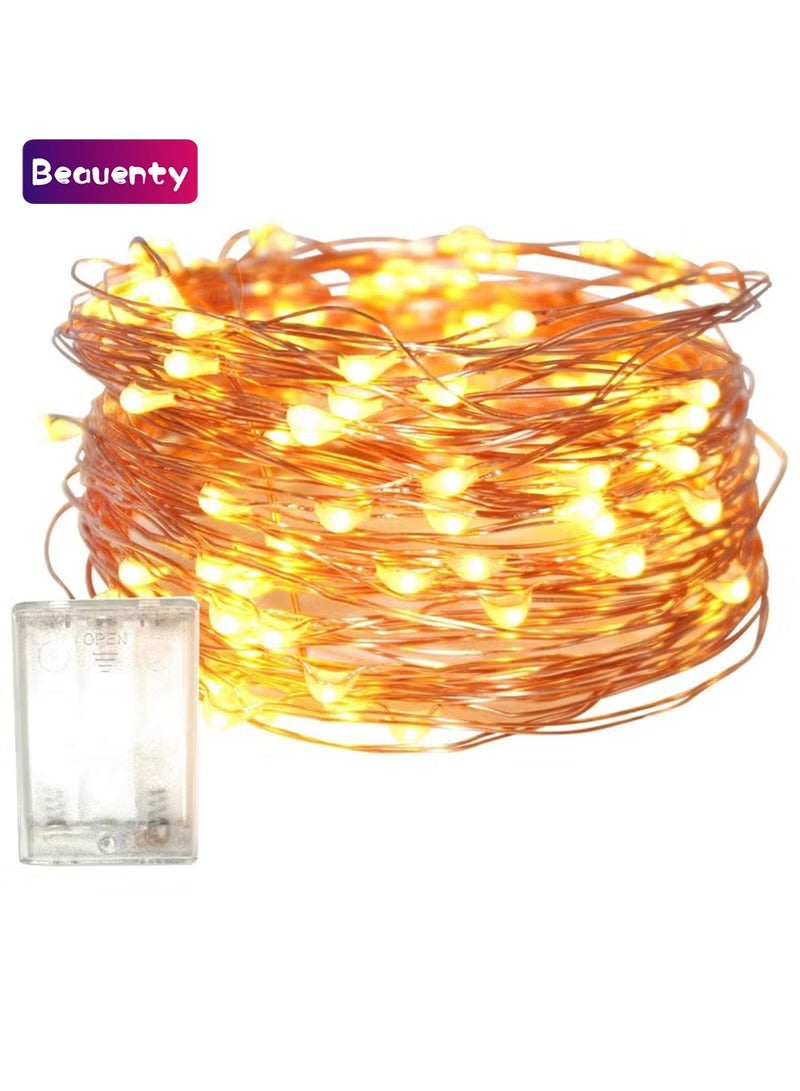 Beauenty Fairy Christmas Diwali Lights Battery Operated, 10M/33ft/100 LED Warm White String Light, Waterproof Battery Case, Indoor Lights for Xmas Tree Wedding,Party Events Garden Spring Decoration - Image 1