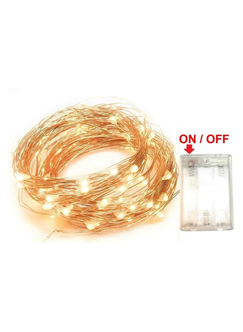 Beauenty Fairy Christmas Diwali Lights Battery Operated, 10M/33ft/100 LED Warm White String Light, Waterproof Battery Case, Indoor Lights for Xmas Tree Wedding,Party Events Garden Spring Decoration - Image 5