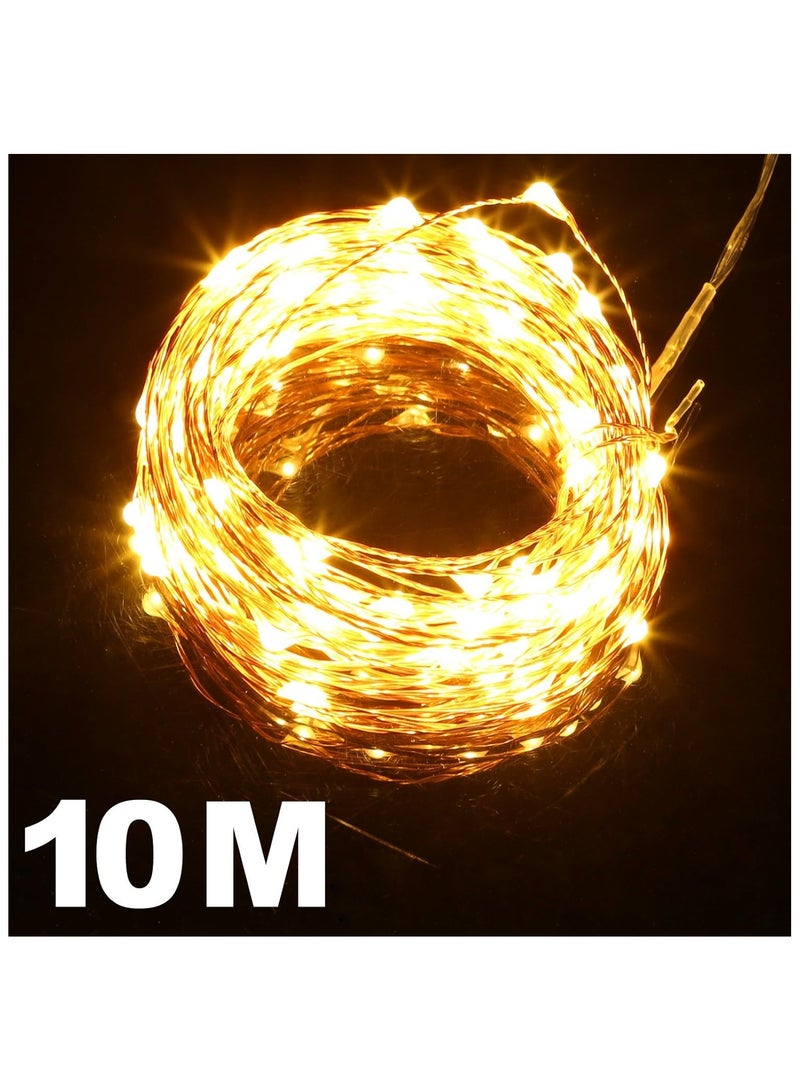 Beauenty Fairy Christmas Diwali Lights Battery Operated, 10M/33ft/100 LED Warm White String Light, Waterproof Battery Case, Indoor Lights for Xmas Tree Wedding,Party Events Garden Spring Decoration - Image 2