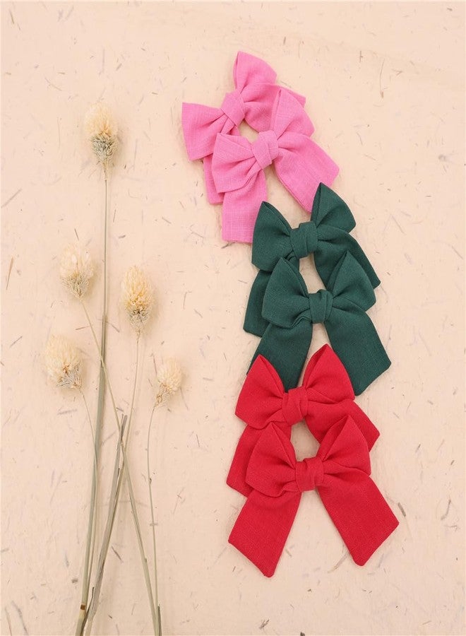 JOMILA Cute Bow Hair Clips for Baby Girl Kids Pigtail Bangs 3.2" Sailor Bows Alligator Clip Hair Accessories (Green/Red/Pink) - Image 2
