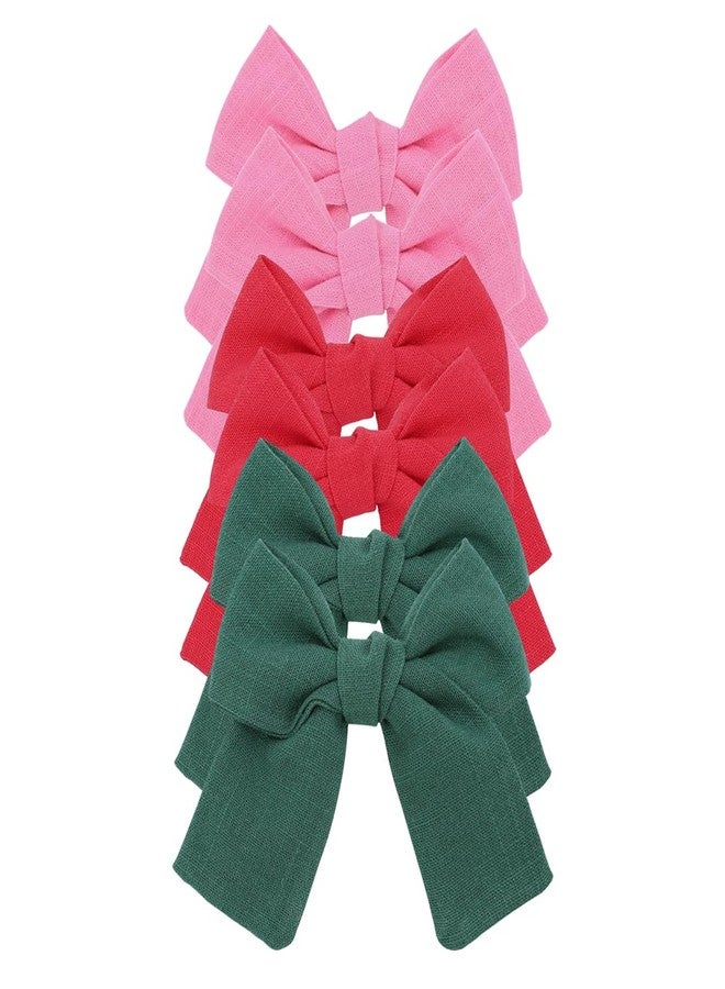 JOMILA Cute Bow Hair Clips for Baby Girl Kids Pigtail Bangs 3.2" Sailor Bows Alligator Clip Hair Accessories (Green/Red/Pink) - Image 1