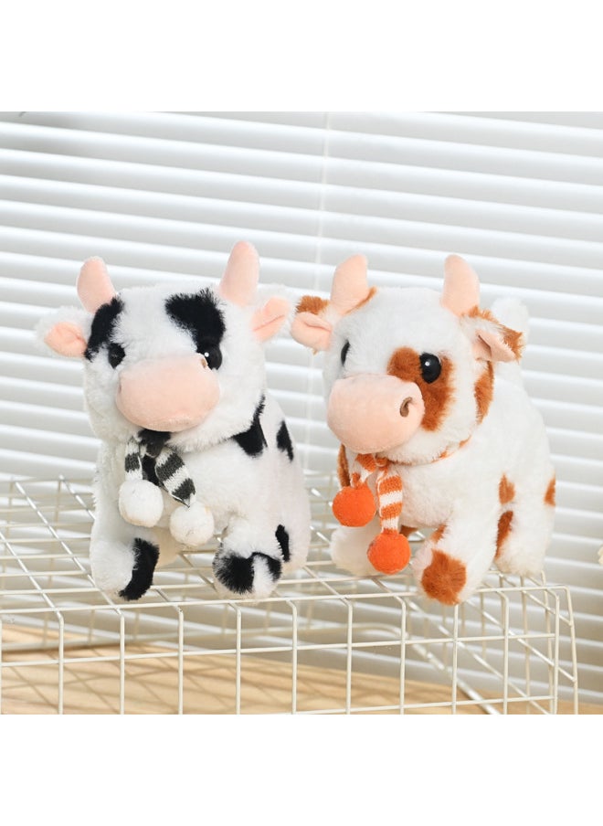 The Simulation Of Electric Plush Cows Will Walk Moo Call Sound Tail Electronic Pet Children's Toys-Colour:Bell Cow (brown)  - Image 4