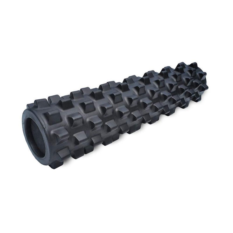 RUMBLE ROLLER رومبلرولر - أسطوانة فوم ذات قوام صلب وملمس خشن تعالج الأنسجة الرخوة مثل معالج التدليك (أسود، حجم متوسط) - Image 1