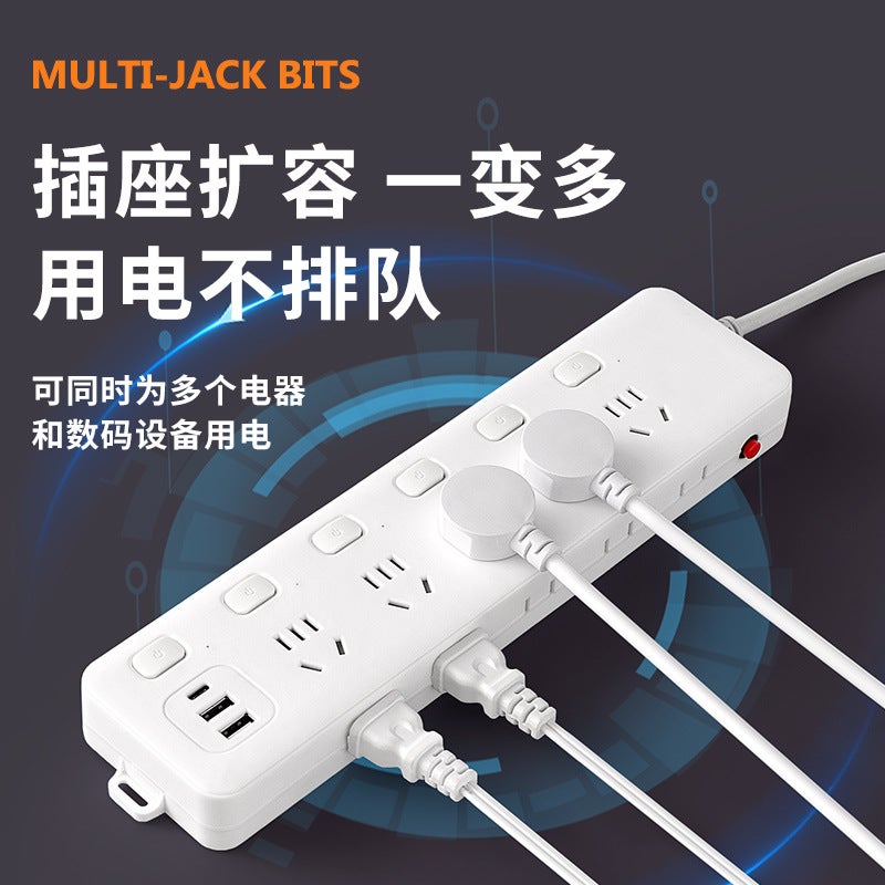 Socket Overload Protection Office Power Strip Multi-Socket Usb Smart Power Strip Home Dormitory Power Strip Smart Fast Charging - Image 3