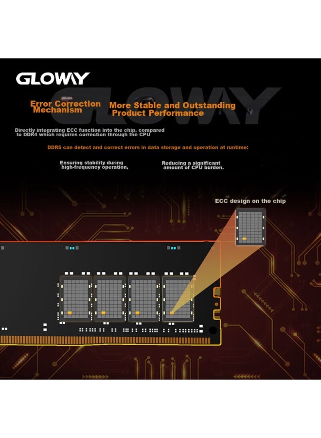 Gloway 16gb Ddr5 4800 Desktop Memory Module, Tianche, Heat Spreader, Premium Chips, Cl40, Moonlight White - Image 4