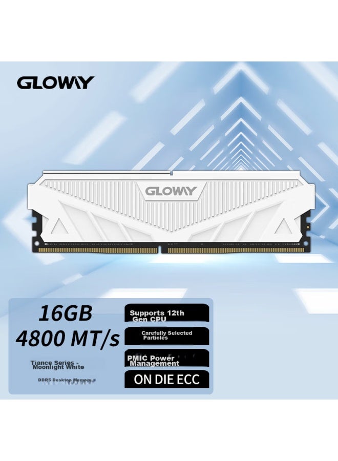 Gloway 16gb Ddr5 4800 Desktop Memory Module, Tianche, Heat Spreader, Premium Chips, Cl40, Moonlight White - Image 5