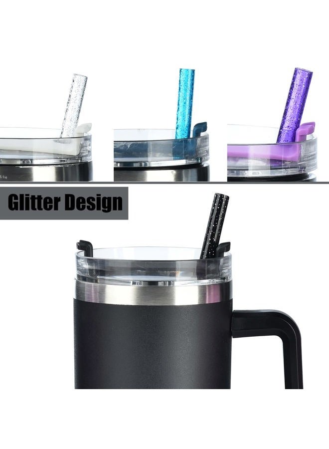 ALINK 10 Pack Color Replacement Straws for Stanley 40 oz 30 oz Tumbler, 12 in Long Reusable Plastic Glitter Straws for Stanley Cup Accessories, Half Gallon Jug, Plus 2 Cleaning Brush - Image 3