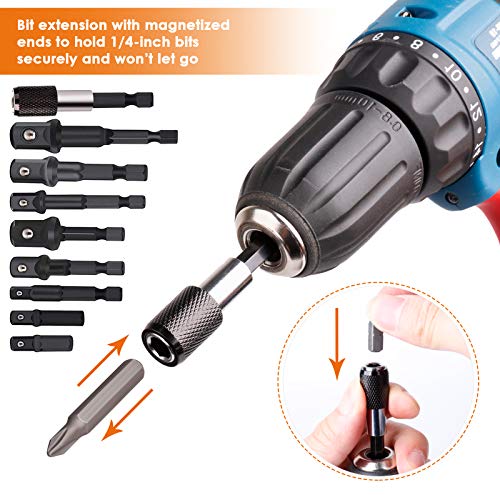THINKWORK Impact Socket Adapter Set, 1/4" 3/8" 1/2" Drill Socket Adapter Set with 1/4" Hex Shank for Impact Power Driver, Cordless Drill & Screwdriver - Image 4