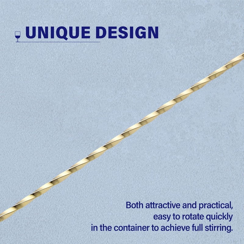 Briout 2 Pcs 12 Inches Bar Spoon, Long Handle Mixing Stirrers for Drink, Briout Stainless Steel Bar Cocktail Shaker Spoon, Gold Labor saving - Image 4