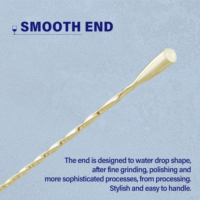 Briout 2 Pcs 12 Inches Bar Spoon, Long Handle Mixing Stirrers for Drink, Briout Stainless Steel Bar Cocktail Shaker Spoon, Gold Labor saving - Image 5