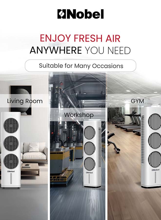 Nobel 20L Air Cooler with Cooling & Humidification, 5 Speeds, 9-Hour Timer, Touch Control Panel, Swing Function, Energy Efficient 50W, Quiet Operation – (1 Year Warranty) 20 L 50 W NAC333EX white - Image 5