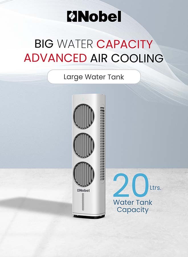 Nobel 20L Air Cooler with Cooling & Humidification, 5 Speeds, 9-Hour Timer, Touch Control Panel, Swing Function, Energy Efficient 50W, Quiet Operation – (1 Year Warranty) 20 L 50 W NAC333EX white - Image 3