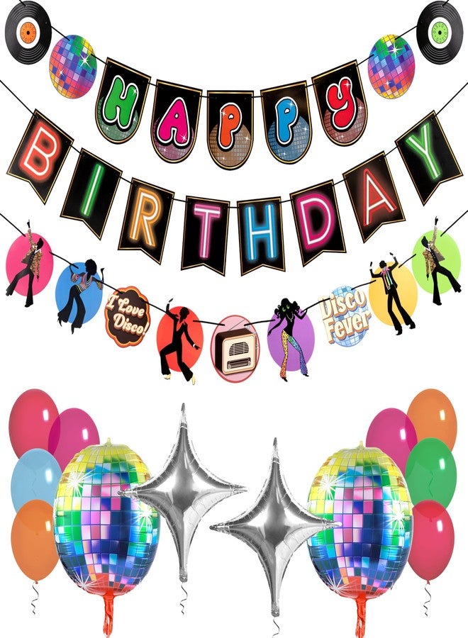 Pirese Disco Birthday Banner - 70s Disco Party Decorations for Kids & Adults, Let’s Boogie Dance Theme Decor, 1970s Birthday Party Supplies with Funky Vibes & Retro Style - Image 1
