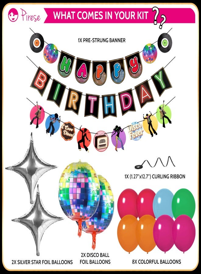 Pirese Disco Birthday Banner - 70s Disco Party Decorations for Kids & Adults, Let’s Boogie Dance Theme Decor, 1970s Birthday Party Supplies with Funky Vibes & Retro Style - Image 2