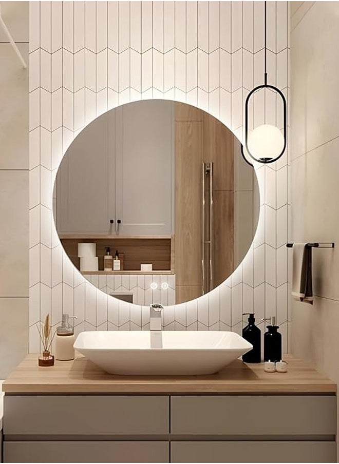 Taimi - 80cm Round Backlit Bathroom Mirror Anti-fog Adjustable Three-Color Light IP54 Waterproof - Image 1
