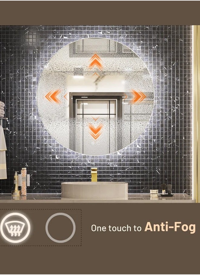 Taimi - 80cm Round Backlit Bathroom Mirror Anti-fog Adjustable Three-Color Light IP54 Waterproof - Image 1
