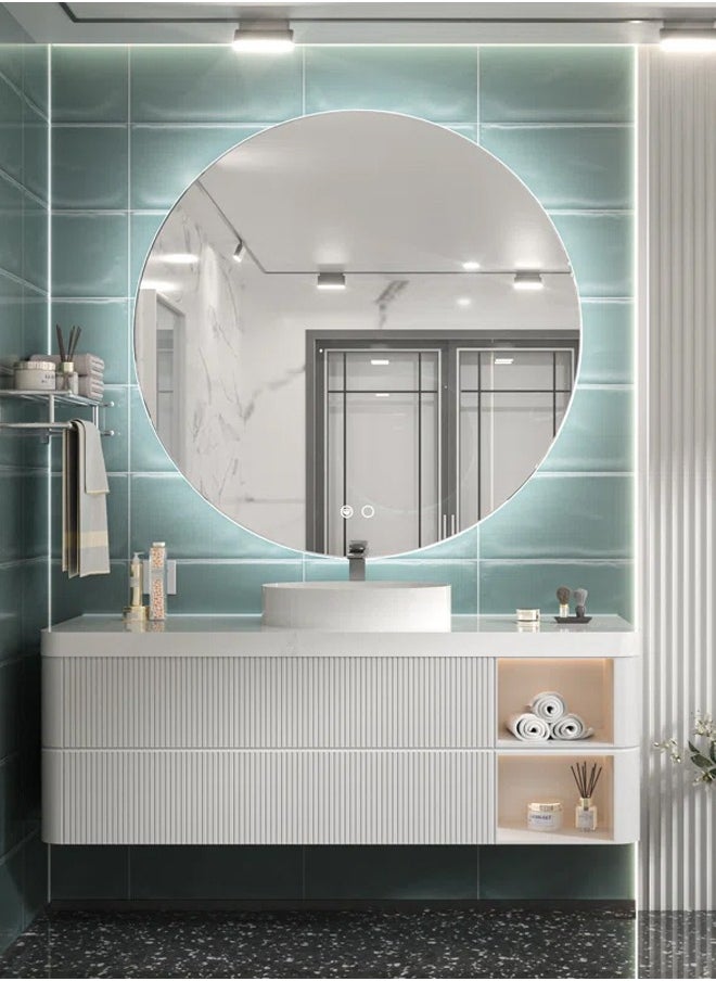 Taimi - 80cm Round Backlit Bathroom Mirror Anti-fog Adjustable Three-Color Light IP54 Waterproof - Image 1