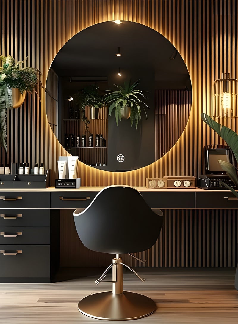 تايمي مرآة ميكب دائرية 80سم باضاءة LED خلفية, مرآة مكياج مناسبة للتسريحة وغرف اللبس والحمام 3 الوان اضاءة ليد - Image 3