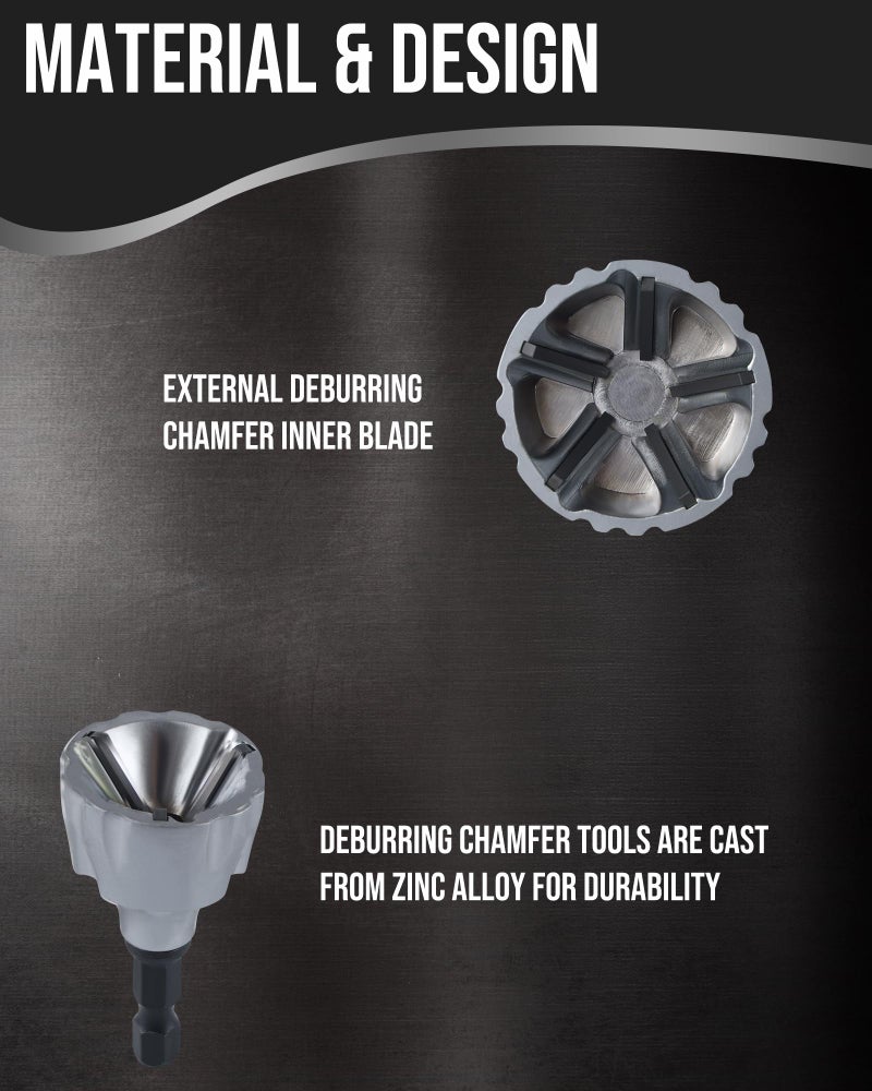 Lichamp أداة تشطيب حواف من كربيد التنجستن 1/8" إلى 1-7/16" مع مثقاب مائل 1/8" إلى 5/8"، أداة تشطيب حواف من كربيد التنجستن لإزالة البروزات من البراغي والمسامير والمثبتات التالفة - Image 3