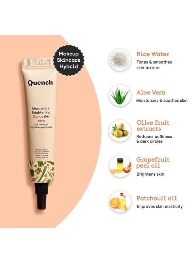 كوينش QUENCH BOTANICS خافي عيوب كريمي طبيعي ومُفتّح للبشرة، غني بماء الأرز والصبار | لجميع أنواع البشرة | يُخفي الهالات السوداء ويُفتّح منطقة تحت العينين | صُنع في كوريا (درجة متوسطة)، 10 مل - Image 3