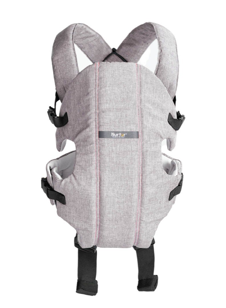 Nurtur Dove Deluxe Infant Baby Carrier – Premium Fabric, Dual-Facing Comfort, Adjustable Cushioned Straps, & Built-In Baby Bib - Grey  - Image 1