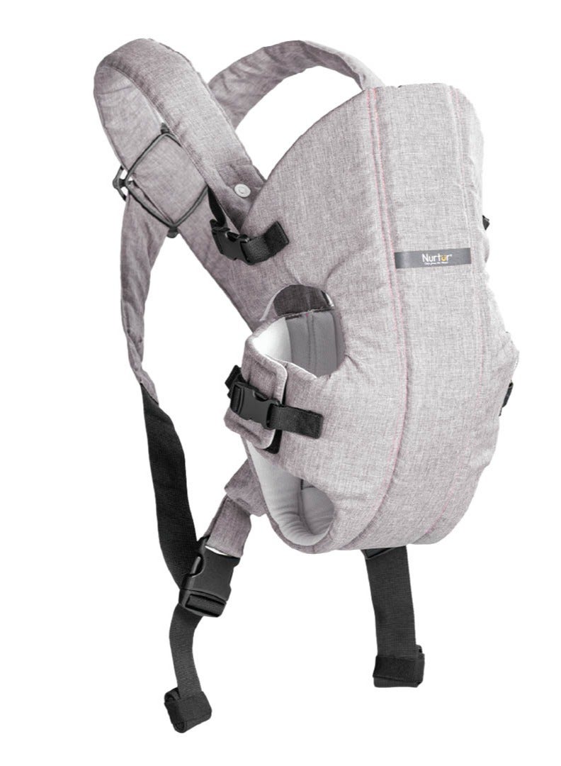 Nurtur Dove Deluxe Infant Baby Carrier – Premium Fabric, Dual-Facing Comfort, Adjustable Cushioned Straps, & Built-In Baby Bib - Grey  - Image 2