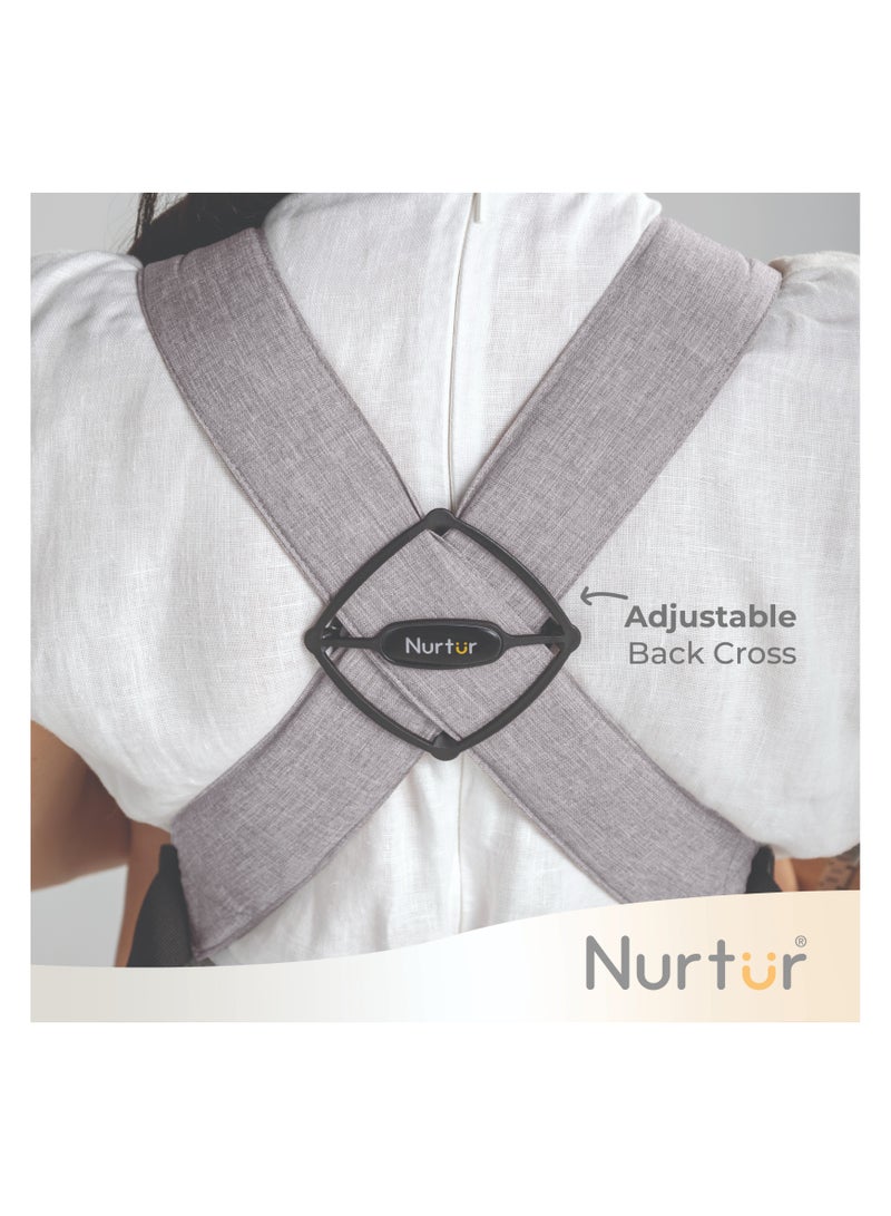 Nurtur Dove Deluxe Infant Baby Carrier – Premium Fabric, Dual-Facing Comfort, Adjustable Cushioned Straps, & Built-In Baby Bib - Grey  - Image 5