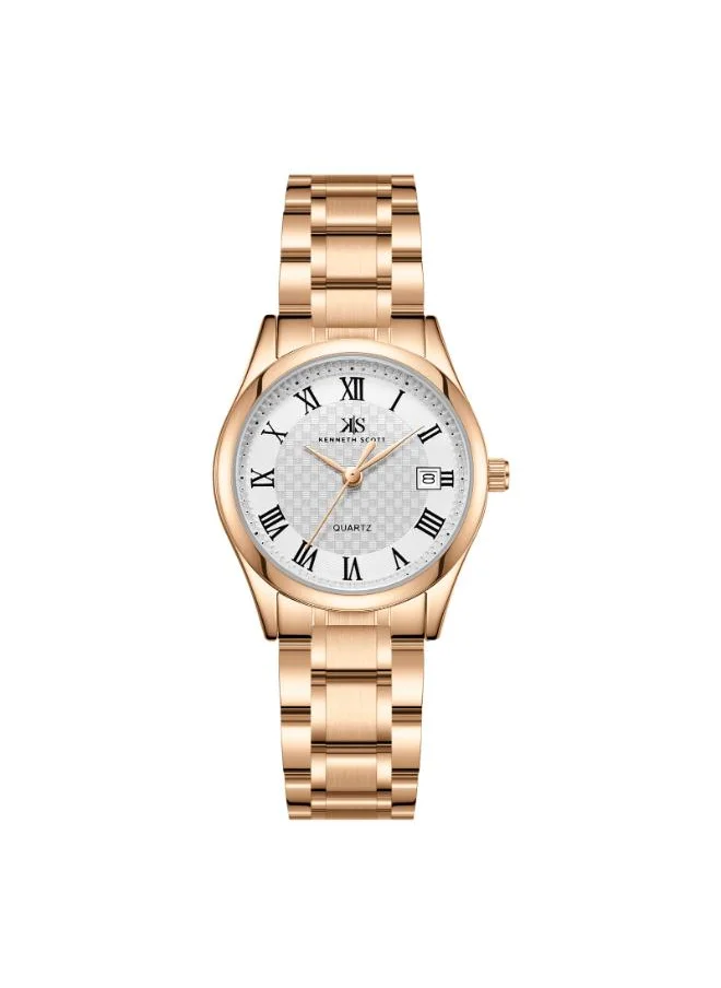 KENNETH SCOTT Women's Analog Display Watch With Rose Gold Stainless Steel Strap - K25504-KBKW