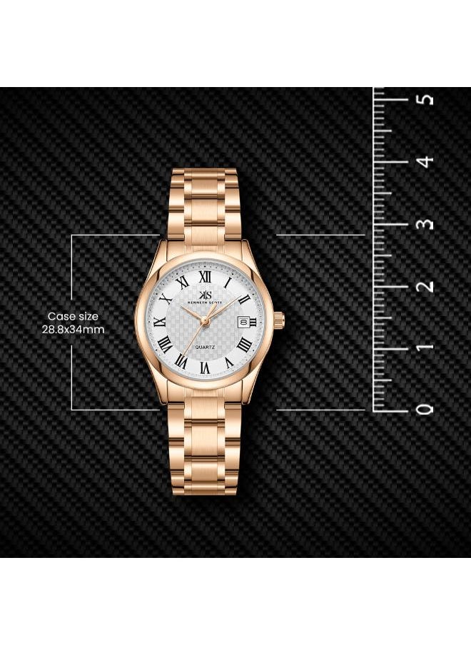 KENNETH SCOTT Women's Analog Display Watch With Rose Gold Stainless Steel Strap - K25504-KBKW  - Image 4