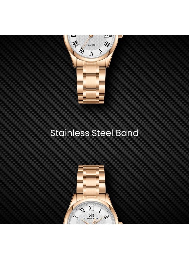 KENNETH SCOTT Women's Analog Display Watch With Rose Gold Stainless Steel Strap - K25504-KBKW  - Image 5