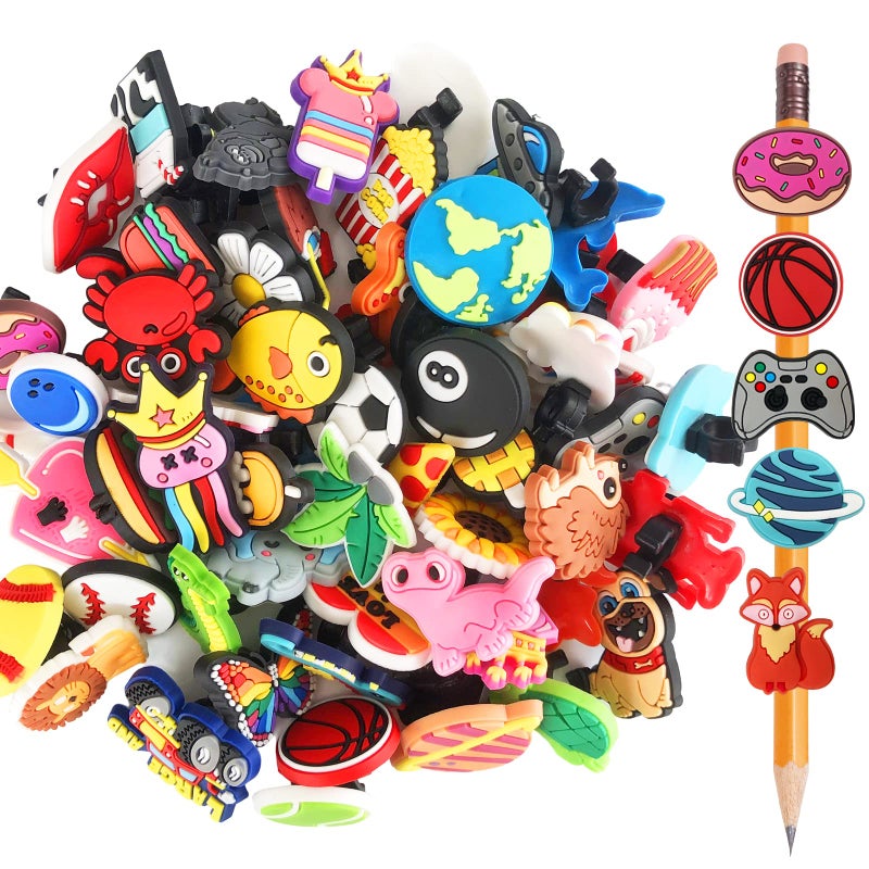 Zddaoole 60 Pcs Cute Pencil Topper Decoration Different Pencil Clip Designs Suitable for School Prize Classroom Reward Gift Idea - Image 2