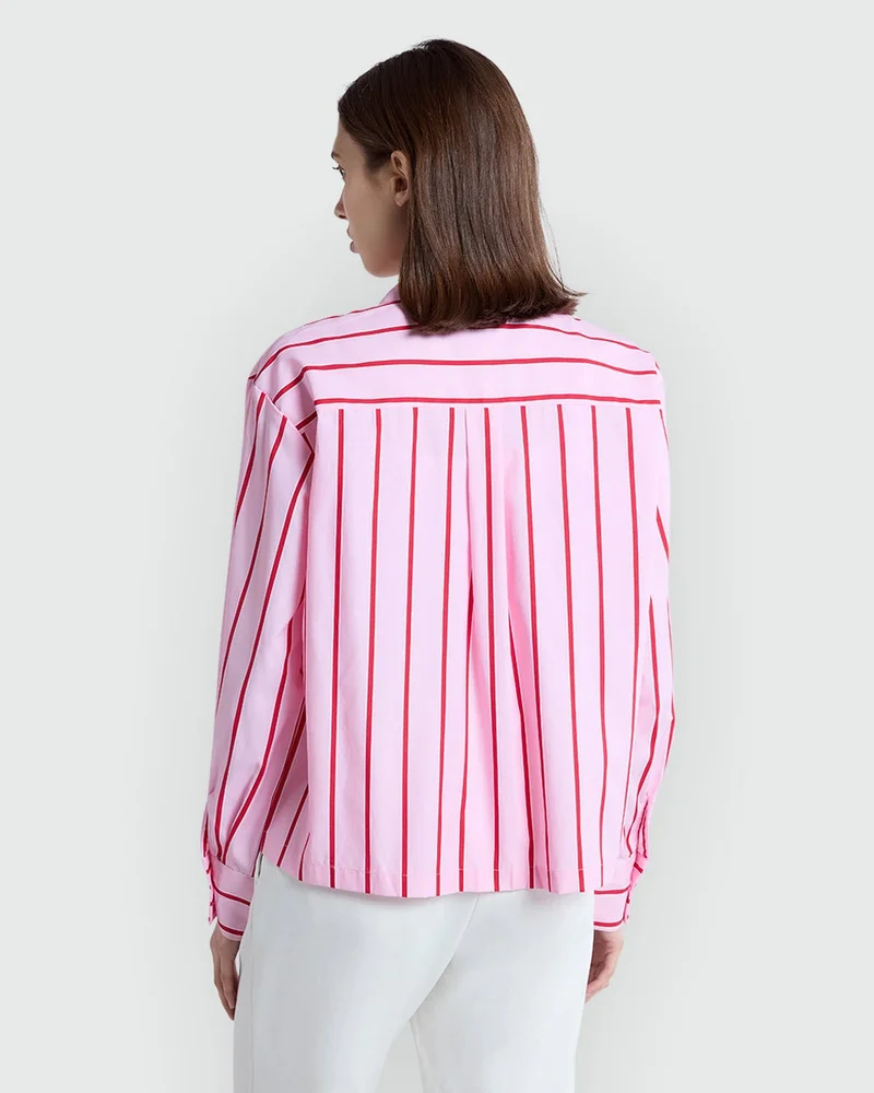 Ovs Popeline Stripe Blouse In Pink &amp; Red By OVS
