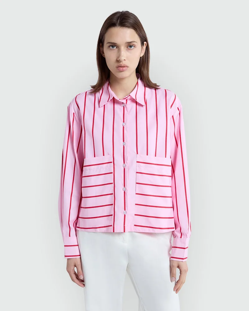 Ovs  Popeline Stripe Blouse In Pink & Red By OVS for Women | Best Price UAE