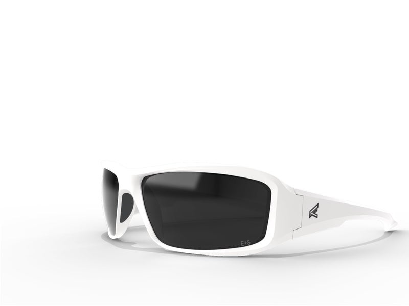 EDGE Brazeau WrapAround Safety Glasses AntiScratch NonSlip UV 400 Military Grade ANSIISEA MCEPS Compliant 504 Wide White FrameSmoke Lens - Image 2