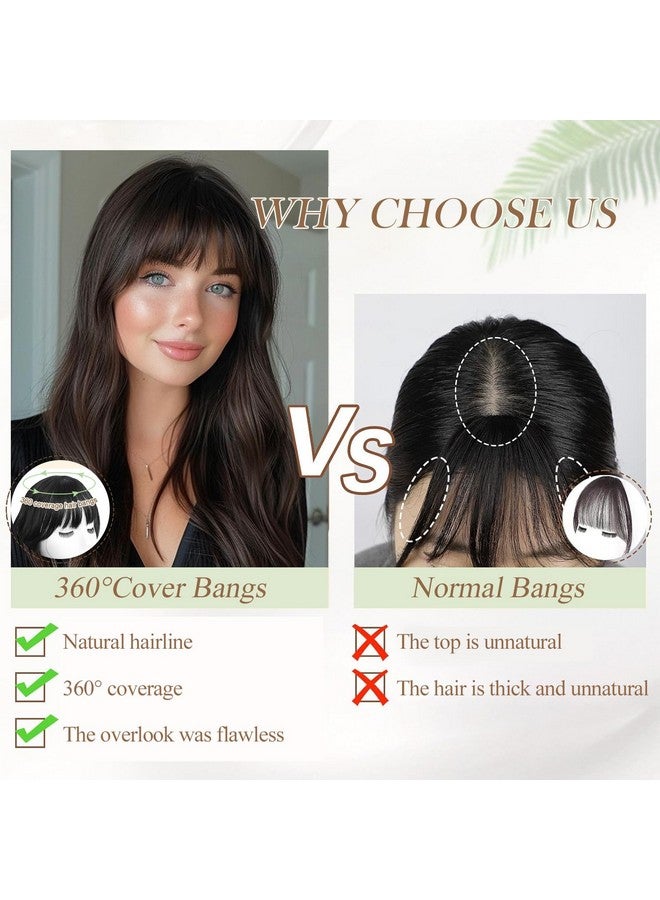 PANEWAY Hair Topper With Bangs Hair Clip 360° 3D Cover Clip In Bangs Natural Black Wavy Fake Bangs Hair Toppers For Women With Thinning Hair Synthetic Hair Pieces For Women - Image 4