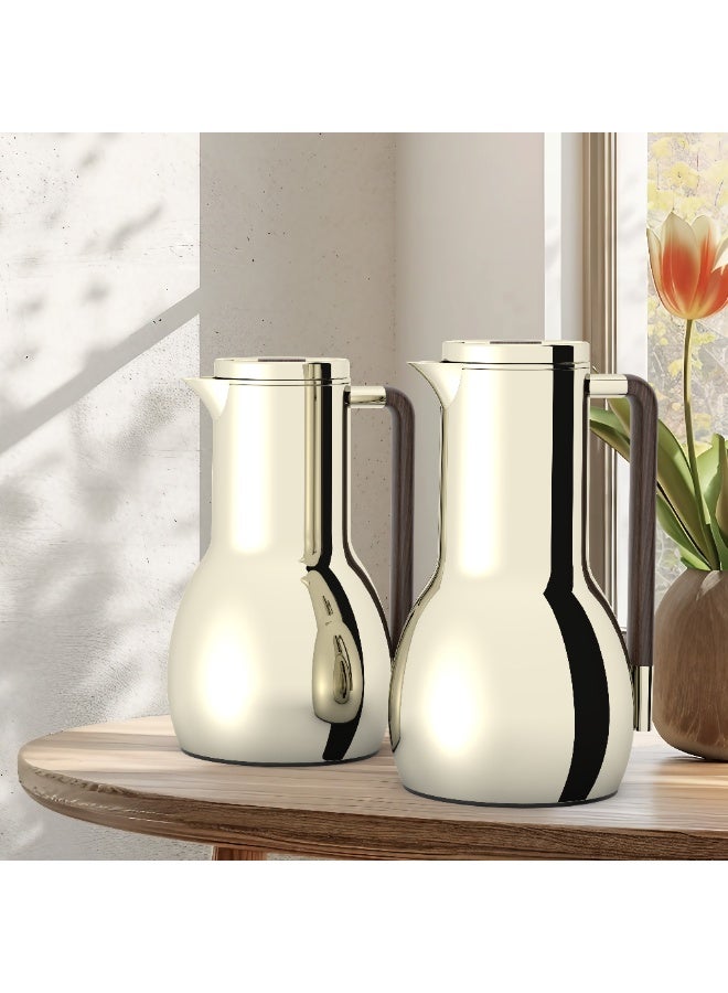 ريجال من Ripple – طقم ترمس فاكيوم مكون من قطعتين (0.7 لتر + 1.0 لتر) | جسم من الستانلس ستيل ببطانة زجاجية | عزل حراري مزدوج - Image 2