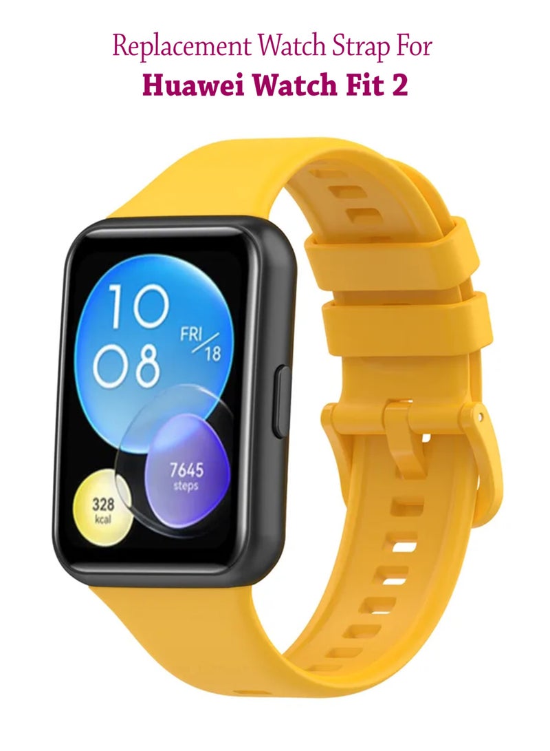 Soft Silicone Strap Replacement Bands For Huawei Watch Fit 2 - Yellow - Image 1