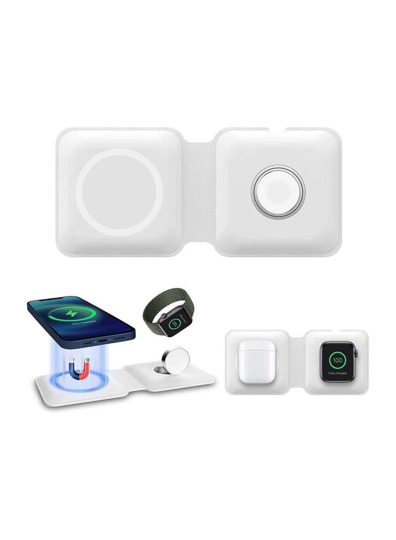 Wireless Charging Pad, Portable 2 in 1 Foldable Charging Dock Power Station for Apple Watch 7/6/5/4/3/2, Multiple Devices Wireless Charger for iPhone 13, 12, Pro, Pro Max, AirPods - Image 1