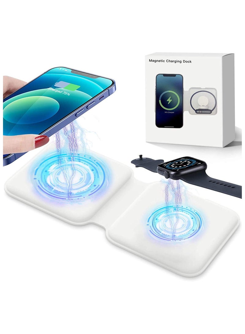 Wireless Charging Pad, Portable 2 in 1 Foldable Charging Dock Power Station for Apple Watch 7/6/5/4/3/2, Multiple Devices Wireless Charger for iPhone 13, 12, Pro, Pro Max, AirPods - Image 3