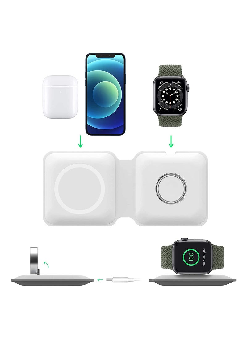 Wireless Charging Pad, Portable 2 in 1 Foldable Charging Dock Power Station for Apple Watch 7/6/5/4/3/2, Multiple Devices Wireless Charger for iPhone 13, 12, Pro, Pro Max, AirPods - Image 5